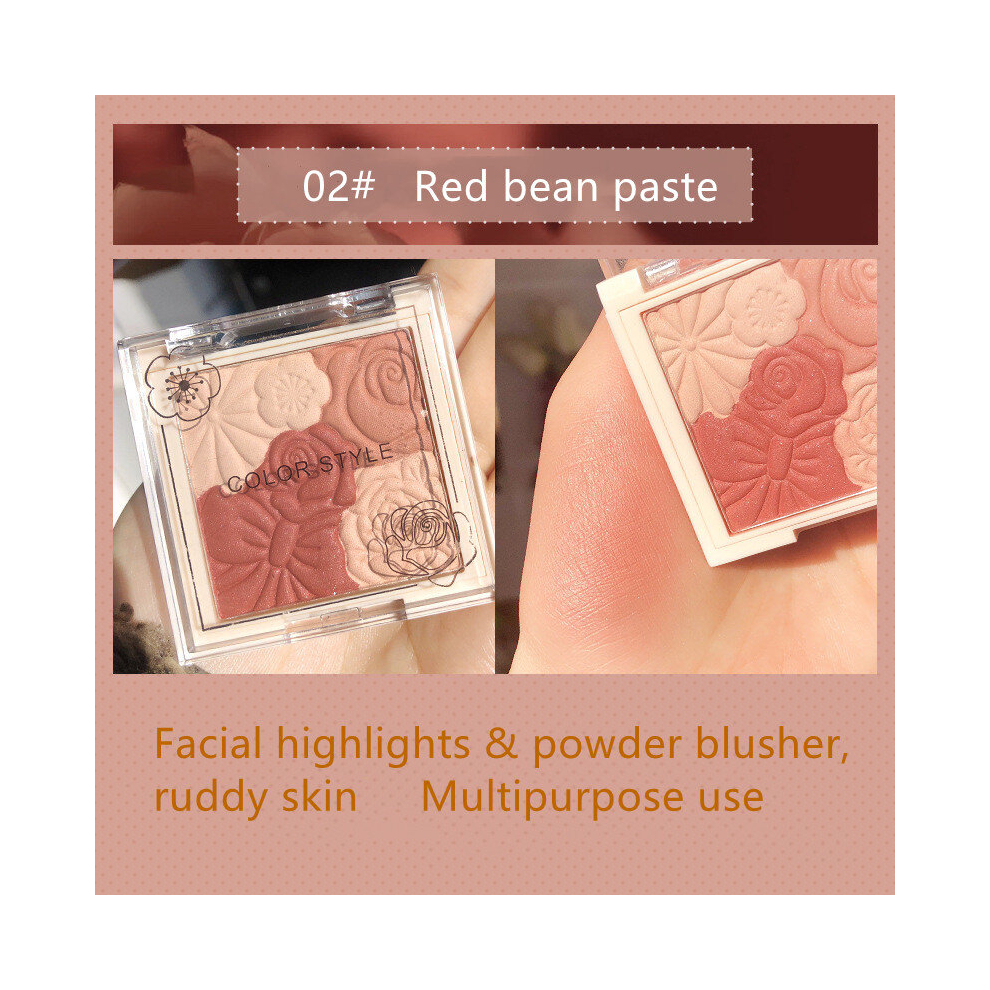 Pink,Multicoloured 4 Petal Blush Palette Natural Matte & Shimmer Finish For Facial Highlighting And Contouring Brighten Skin With Dual Use Powder