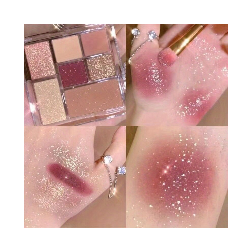 Multicoloured 7 Eyeshadow Palette Earth Tone Pearly & Matte Finish Easy Applying Eyeshadow Powder