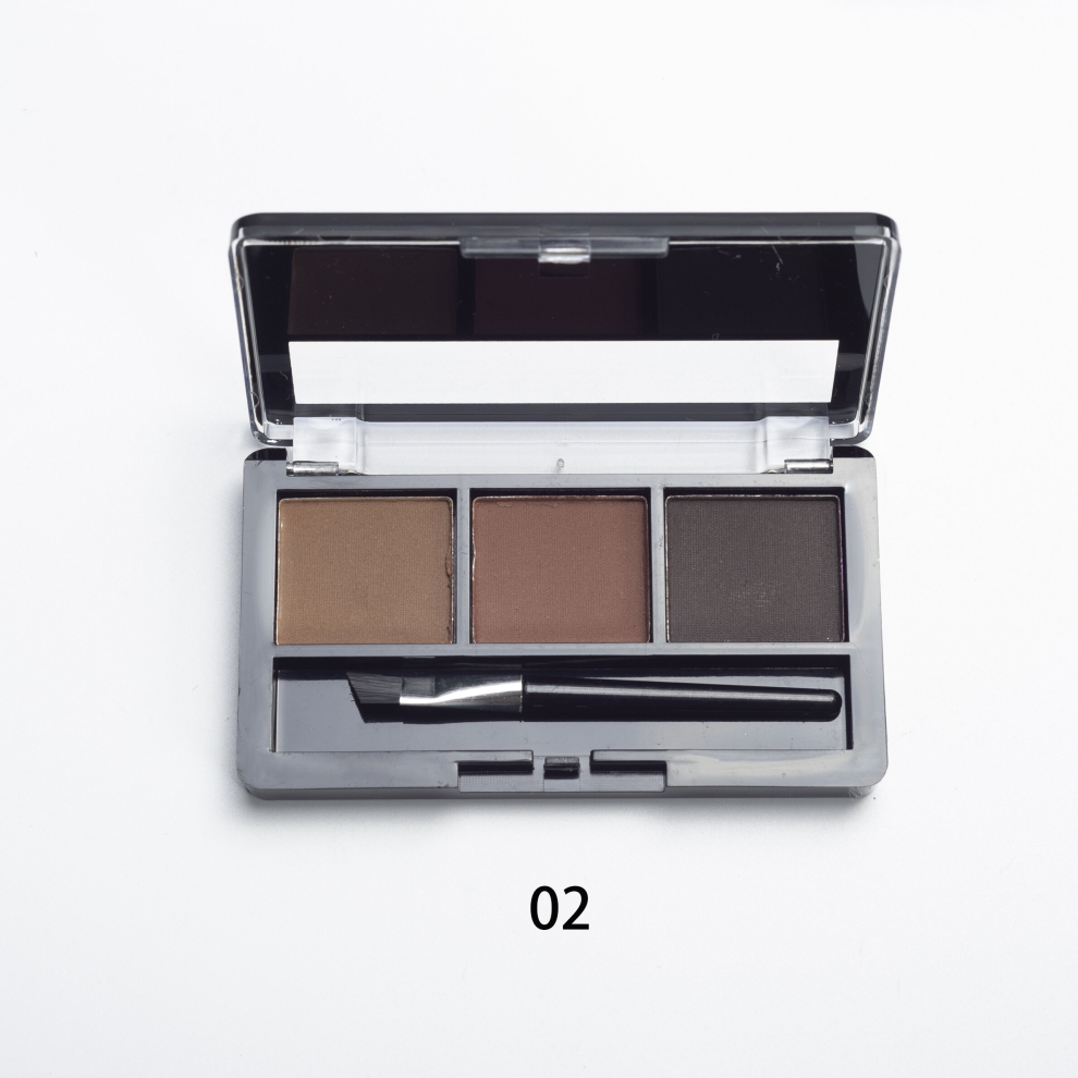 Multicoloured 3 Colors Eyebrow Powder Palette Matte Finish Rich Eyebrow Powder With Mirror And Brush