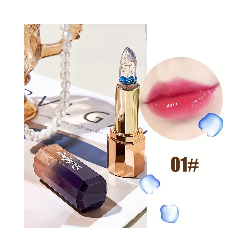 Thousands Of Petals Flowers Transparent Jelly Changing Golden Foil Temperature Changing Lipstick Non Stick Cup Non Fade Moisturizing Changing Lipstick