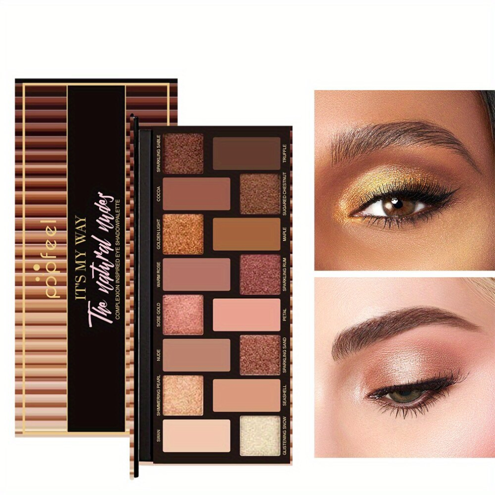 16 Colors Eyeshadow Palette Earth Tone Nude Tone Matte Shimmer Eye Makeup Palette