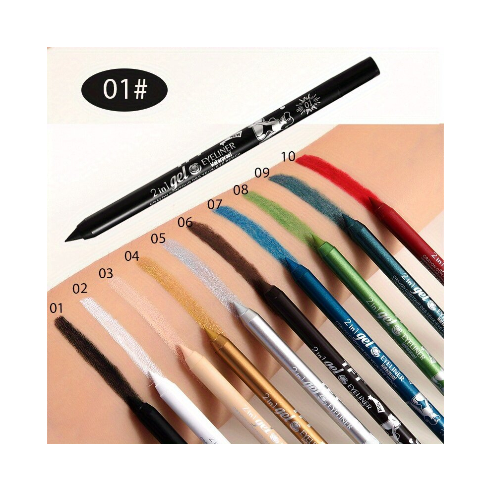 Multicoloured 10 Eyeliner Pen Long Lasting Concealer Waterproof Sweat Proof Smudge Proof Eyeliner Lip Liner Pen