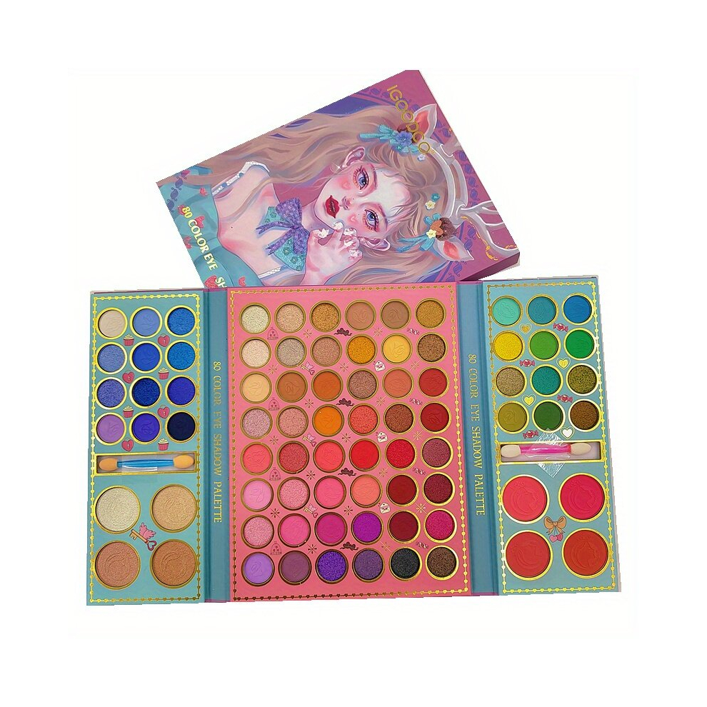 80 Colors Eyeshadow Palette Blush Concealer Powder Palette Pearly Matte Highlight Womens Face Body Makeup Eyeshadow Palette Party Gift