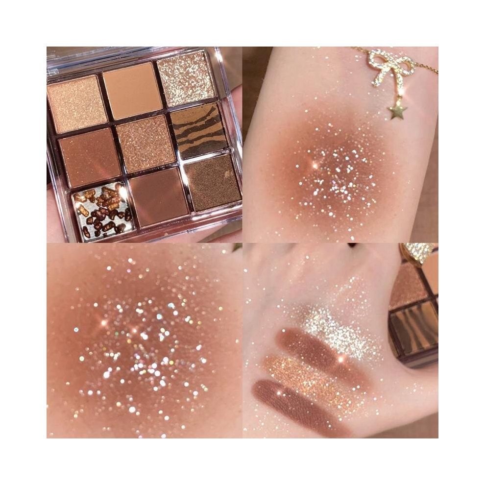 Multicoloured 9 Colors Matte Eyeshadow Palette Glitter Pearlescent Eyeshadow Acrylic Transparent Long Lasting Eye Makeup