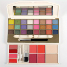Bilayer Makeup Kit 34 Multifunctional Makeup Palette 24 Shimmer Eyeshadow 4 Lipstick 4 Blush 2 Face Powder 1 Eyeliner Eyebrow Pencil 5 Applicators Cos