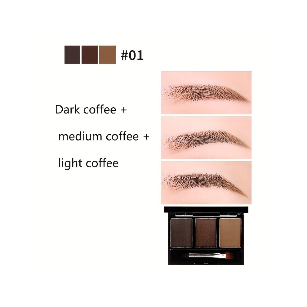 Multicoloured 3 Colors Eyebrow Powder Palette Light For Women And Men Waterproof Smudge Proof Makeup Holding Long Lasting Without Decolorization