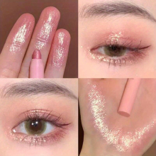 Long Lasting Diamond Shine Liquid Eyeliner Pen with Glitter Eyeshadow and Matte Pink Highlighter Smooth Sequins Brush for Eye Makeup in Champagne