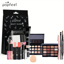 All in One Makeup Set with Eyeshadow Palette Eyebrow Pen Eye Liner Primer and Concealer Includes Brushes and Makeup Sponge for Flawless Application