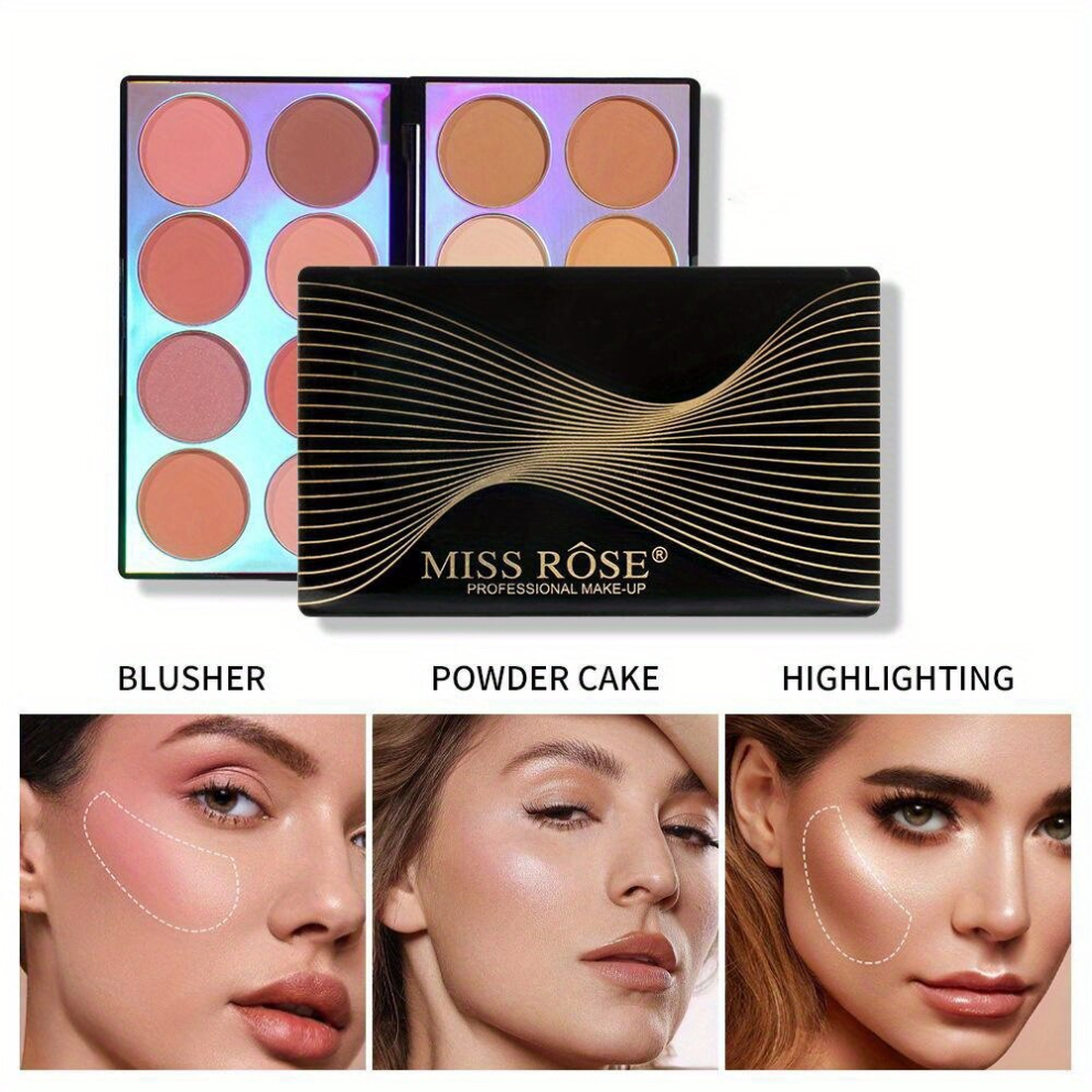 Pink,Multicoloured Facial Blush Palette Matte Finish Contouring Makeup Palette Brightening Highlighting Shimmer Pearly Eyeshadow 4 In 1 Makeup Palette