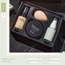 Liquid Foundation Powder Puff Loose Powder Setting Four piece Set Isolation Cream Moisturizing And Control Setting Loose Powder