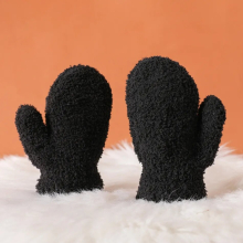 Kids Lined Fleece Thickened Warm Mittens Winter Solid Knitted Gloves Winter For Baby Boys Girls