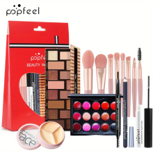 Cosmetics Set Full Range Makeup Kits Eyeshadow Concealer Lip Gloss Blush Palette With Matching Brushes Eyebrow Pencil Eyeliner Pen Gift Bag Set