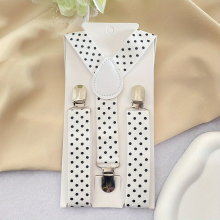1pc Childrens Spotted Striped Adjustable Length Short High Elastic Suspenders With Jockstrap Clip