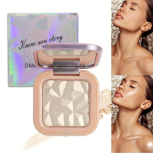 Highlighter Powder Monochrome Brightening Facial Eye Skin Tone Golden Pearly Powder Compact