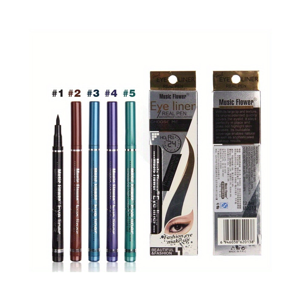 Multicoloured 5 Liquid Eyeliner Pen Waterproof Smudge Proof High Pigmented Eyeliner Pen