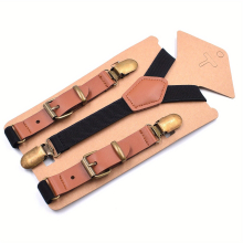 1pc Boys Teen Casual Vintage Adjustable Y Shape Plain Metal Clip Suspenders Accessories