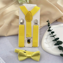 Adjustable Elastic Suspenders & Bow Tie Set Y Back Elastic Suspenders With Metal Clips For Boys And Girls