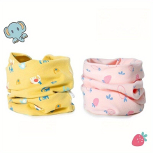 2pcs Childrens Cartoon Printed Cotton Warm Windproof Scarf Autumn And Winter