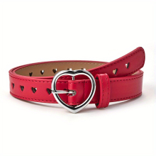 1pc Faux Leather Belt Peach Heart Buckle Belts Waist Belt For Girls Children