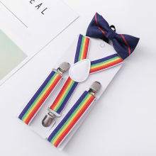 2PCS Set Childrens Suspenders And Bow Tie Set Adjustable Y Back With Strong Metal Clips For Boys And Girls