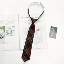 1pc Plaid Elastic Small Tie Minimalist Tie For Cosplay School Uniform Accessories For Boys Children
