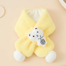 Girls Plush Wrap Neck Warm Scarf With Bear For Winter Christmas