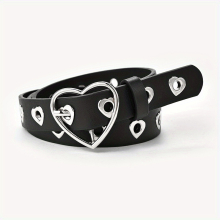 1pc Summer Heart Buckle Decoration Jeans Belt Heart Shaped Air Eye Hollow Belt For Boys And Girls