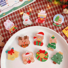 11pcs Christmas Rabbit Bear Brooch For Backpack Clothes Hat For Boys