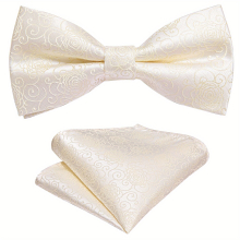 Boys Vintage Adjustable Bow Tie & Pocket Handkerchief Set Decorative Accessories For Party Performance Holiday Gift