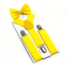 2pcs Plain Y shaped Suspenders Bow Tie Decorative Accessories Sets For Boys And Girls