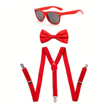 Neon Suspender Bow tie Sunglasses Accessory Set Adult And Kids Size Suspenders