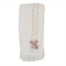 Girls Side Frill Trim Stretch Soft Knit Leggings Flower And Bunny Decor Footless Tights Pants Bottom Kids Clothes