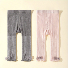 Baby Girls Bow Decor Ruffled Pantyhose Soft Comfortable Breathable Pantyhose For Summer And Spring