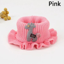1pc Girls Knitted Ruffled Scarf With Giraffe Patch Windproof Thermal Neck Protector Scarf For Winter