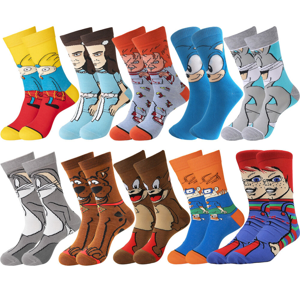 10pairs Childrens Cartoon Anime Socks Novelty Funny Socks Cotton Breathable Comfy Crew Socks Skateboard Socks For Boys Kids-image-OPC-PCMTP65-NEW