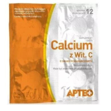 Apteo Calcium z witaminą C smak pomarańczowy 12 tab calcium & vitamin C