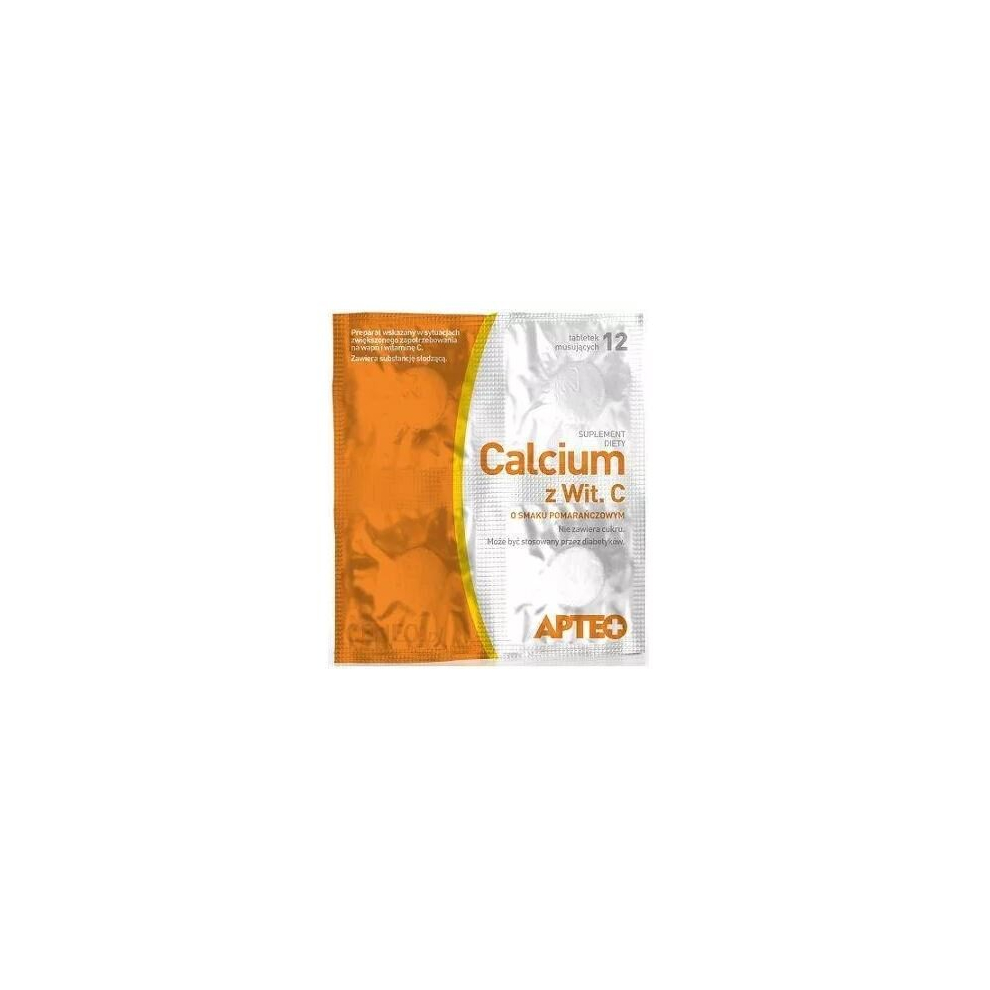 Polskie Suplementy Apteo Calcium Z Witaminä C Smak PomaraåCzowy 12 Tab Calcium & Vitamin C