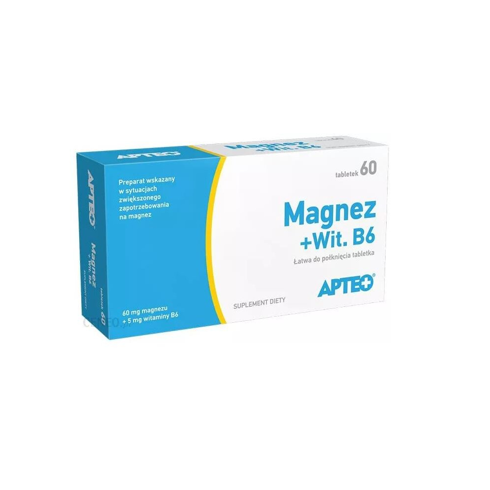 Polskie Suplementy Apteo Magnez Witamina B6 60 Tab Tiredness & Fatigue Magnesium Vitamin B6