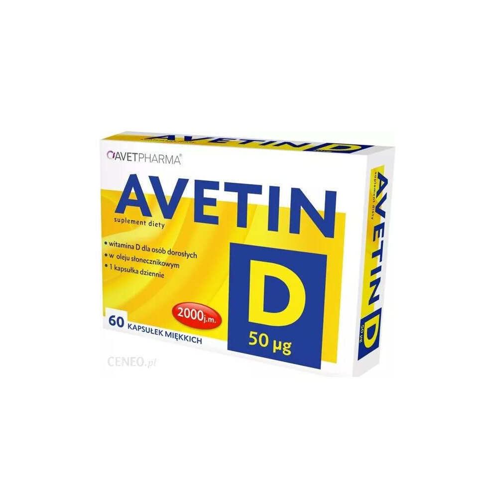 Polskie Suplementy Avet Avetin D 2000 Iu 60 Kap Supports Healthy Teeth & Bones