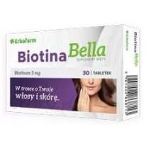 Biotyna Bella 30 tab 5mg ERBAFARM skin % hair skin nails biotin