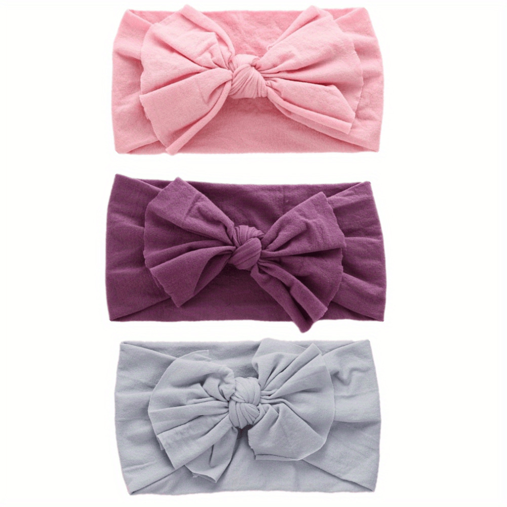 3pcs Bow Soft Nylon Elastic Headbands Hair Accessories for Baby Girls Photography Props-image-OPC-PCMV2WK-NEW