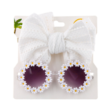Baby Girls Flower Round Sunglasses & Bow Headband Set Hair Accessories