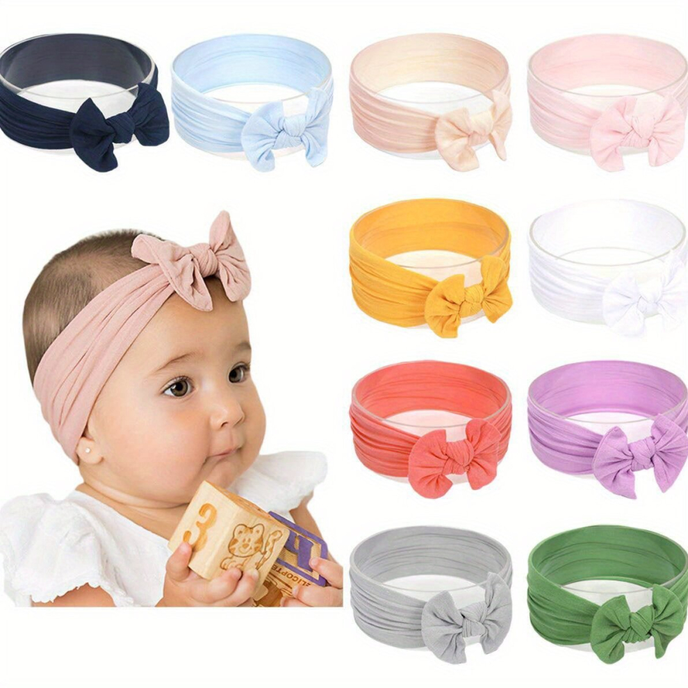 10pcs Nylon Headbands Hairbands Knotted Childrens Soft Headwrap Hair Accessorie For Newborn Infant Toddler Baby Girl-image-OPC-PCMV7YF-NEW