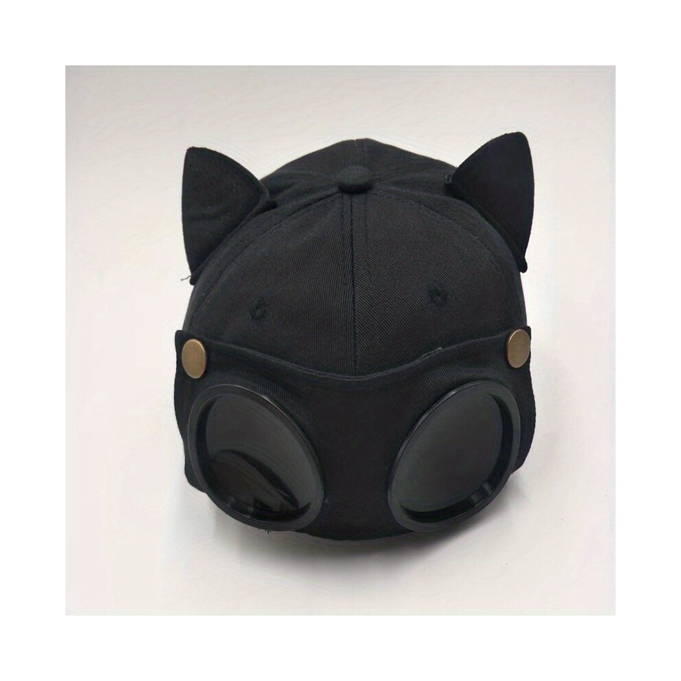Cat Ears Aviator Glasses Baseball Cap Peaked Cap With Sunglasses Unisex Cat Ear Retro Style Pilot Hat