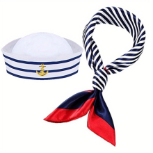 Sailor Hat And Scarf Set For Women Men Navy Outfit With Sailor Hat Captain Hat Sailor Scarf For Costume