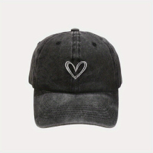 1pc Childrens Sunshade Breathable Adjustable Casual Baseball Cap With Heart Embroidery For Outdoor Sport