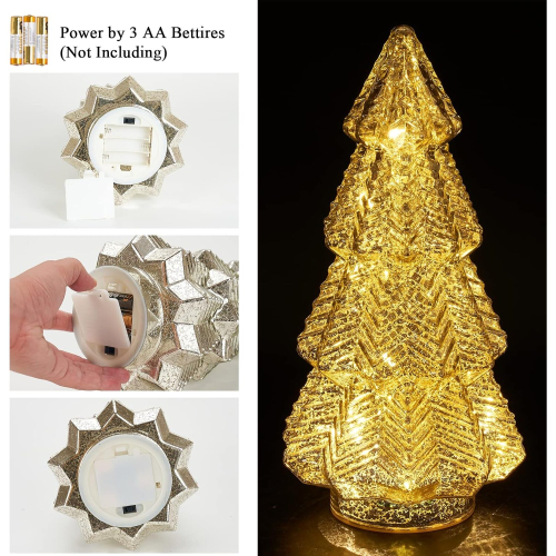 Christmas Tree Timer Lighted 12 Inches  Glass Xmas Home Decor 2