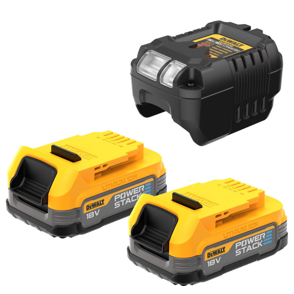Dewalt DCB1102E2-GB 2 x 1.7Ah 18V Powerstack Li-Ion Batteries and Compact Charger Kit