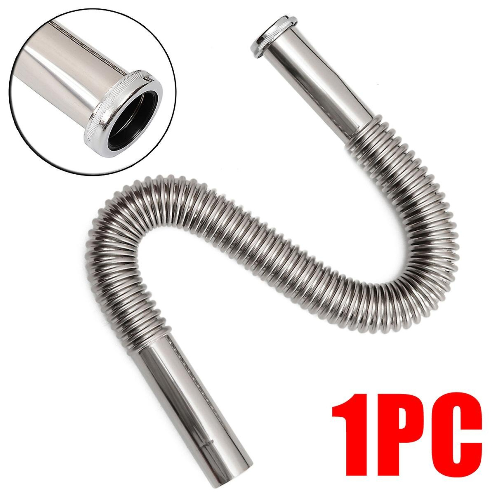 Stainless Steel Flexible Siphon, Flexible Drain Pipe For Sink, Bathroom, Kitchen, Water Tube 9363541199383