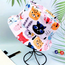 Parent child Style Kitten Graffiti Double sided Wearing Foldable Bucket Hat All match Sun Hat Outdoor Basin Hat For Kids And Adult